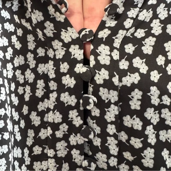 Black & White Floral Fit and Flare Long Sleeve Dress Size S - Picture 5 of 6